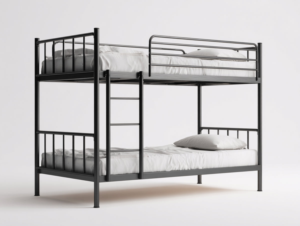 Lits superposés - acier - 205x100x175 cm - noir - style moderne avec échelle intégrée