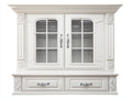 Vitrine - Bois-verre-métal - 160x45x200 cm - Blanc ivoire - Classique néoclassique