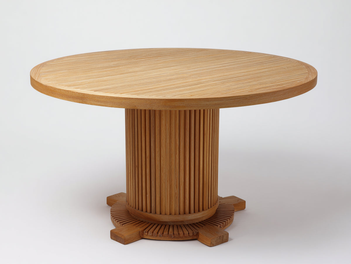 Table de jardin - Bois - 124x124x76 cm - Marron doré - Style contemporain sculptural