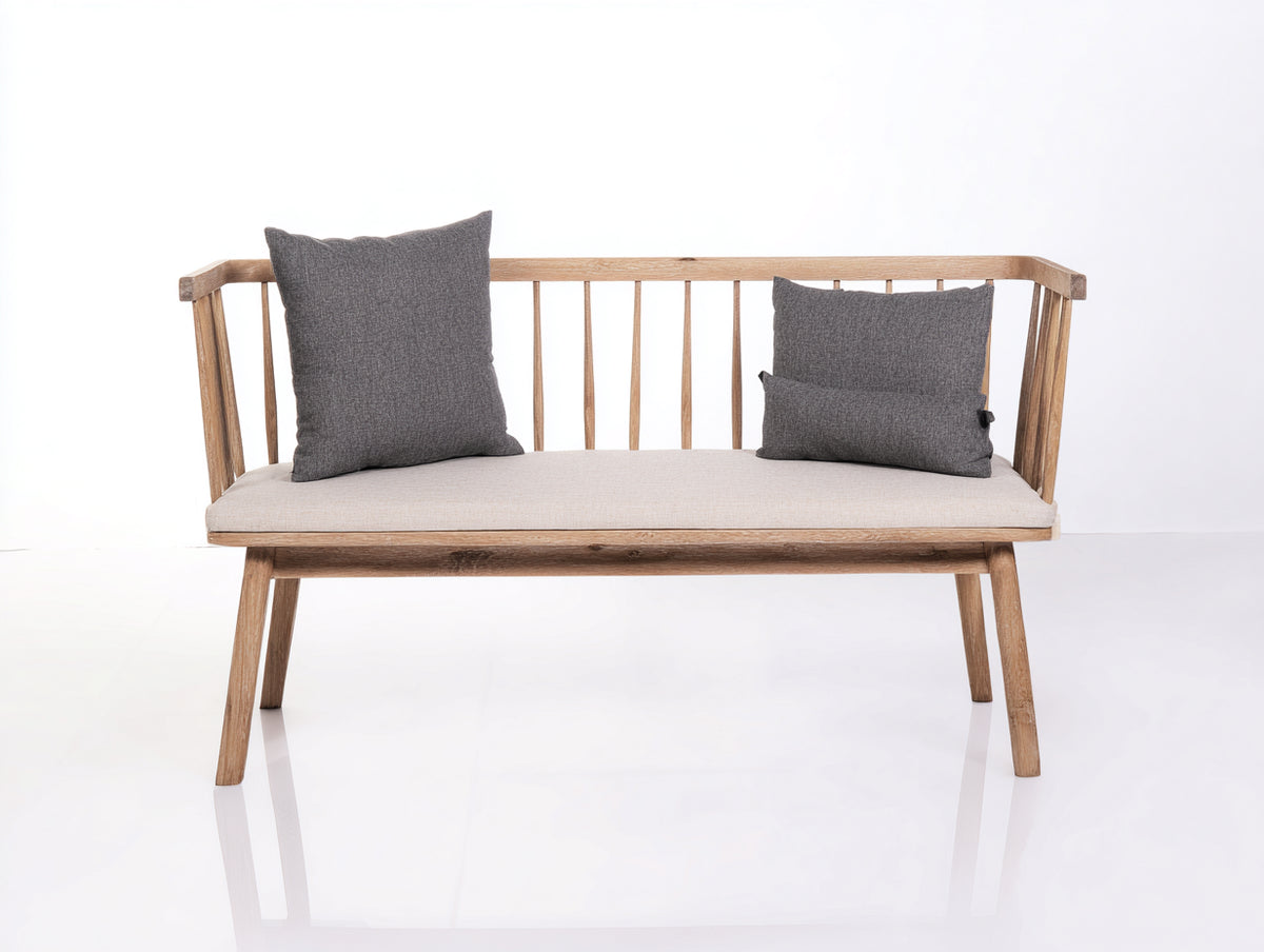 Banc de jardin - Bois-Tissu - 128x60x82 cm - Marron clair-Beige - Style scandinave contemporain