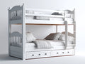 Lits superposés - bois massif - 215x105x190 cm - blanc - style classique avec rangement intégré