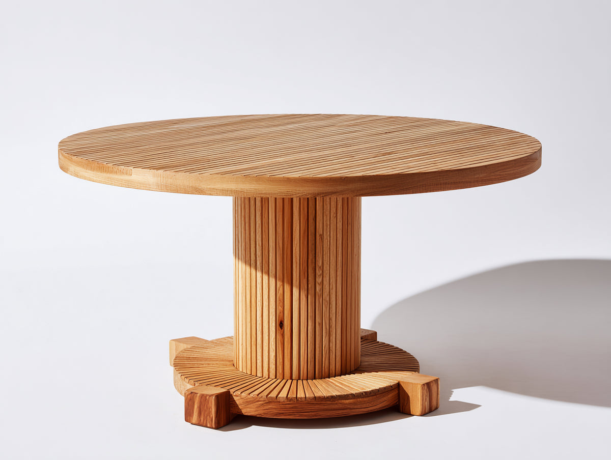 Table de jardin - Bois - 120x120x74 cm - Marron doré - Style naturel contemporain