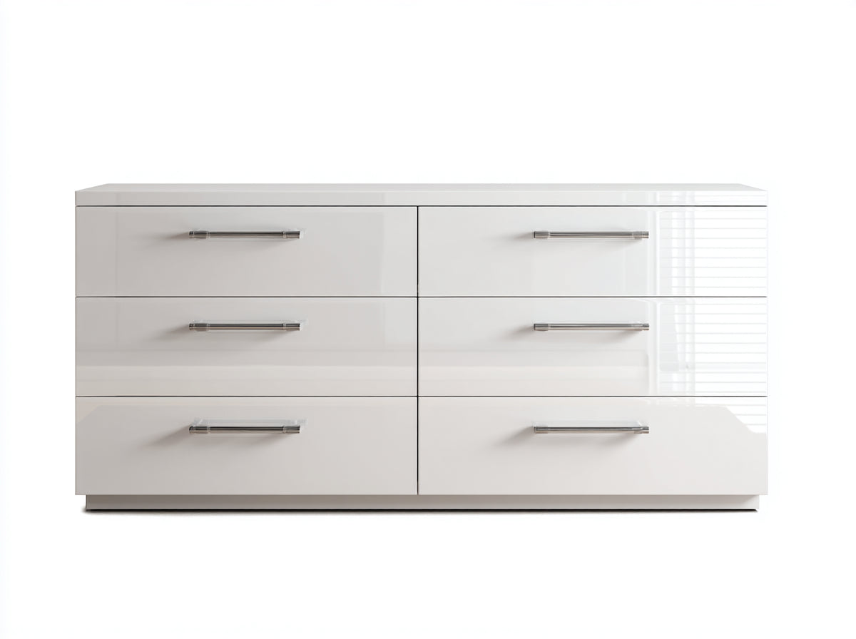 Commode - Panneau de bois - Métal - 160 x 45 x 75 cm - Blanc - Style moderne