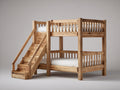 Lits superposés - bois massif - 245x105x180 cm - bois naturel - style rustique avec escalier