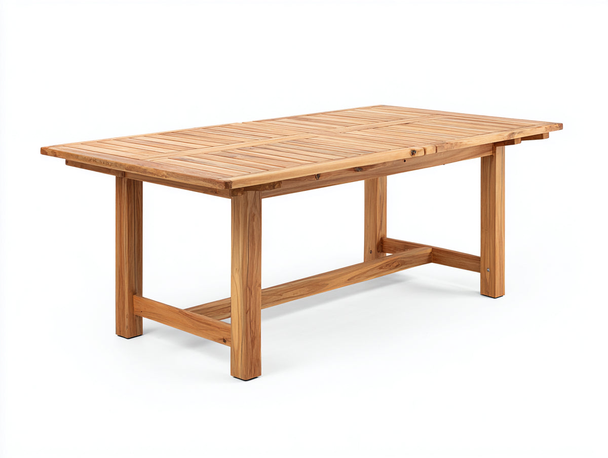 Table de jardin - Bois - 180x90x75 cm - Marron naturel - Style rustique contemporain