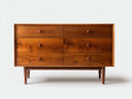 Commode - Bois - 135 x 42 x 84 cm - Noyer chaud - Style mid-century