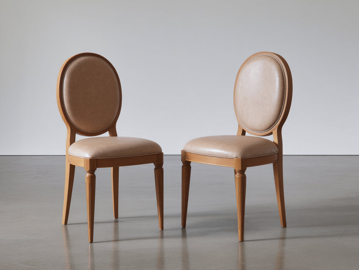 Chaise de salle à manger - Similicuir-bois - 50x56x95 cm - Beige taupe-Bois naturel - Classique élégant