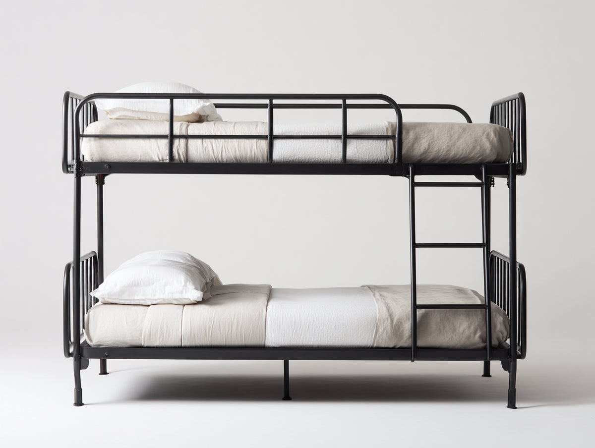 Lits superposés - acier - 208x102x172 cm - noir - style moderne avec échelle intégrée