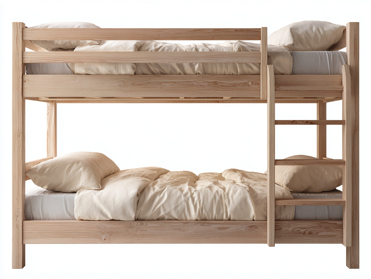 Lits superposés - bois massif - 205x100x175 cm - bois naturel - style scandinave avec échelle intégrée