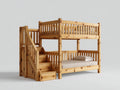 Lits superposés - bois massif - 245x105x185 cm - bois naturel - style rustique avec escalier intégré