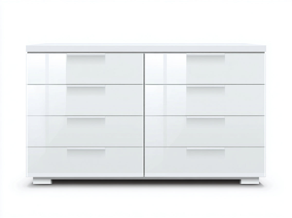Commode - Panneau de bois - 150 x 40 x 80 cm - Blanc - Style contemporain