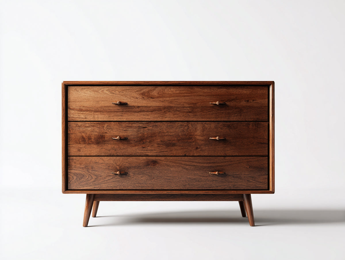 Commode - Bois - 125 x 42 x 82 cm - Noyer foncé - Style rétro moderne