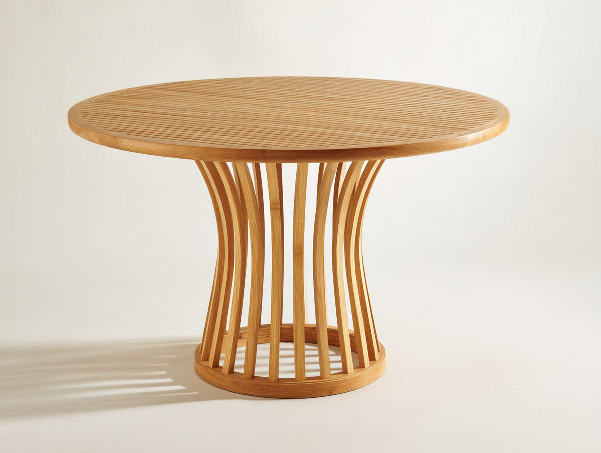 Table de jardin - Bois - 124x124x75 cm - Bois miel - Style organique contemporain
