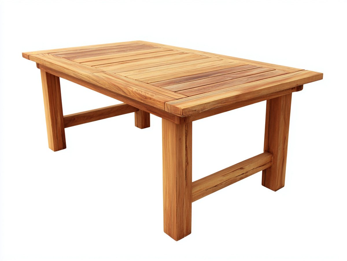 Table de jardin - Bois - 184x92x75 cm - Marron doré - Style rustique contemporain