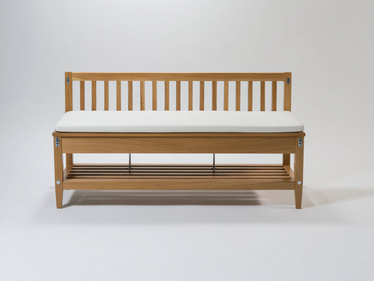 Banc de jardin - Bois-Tissu - 124x58x86 cm - Marron clair-Blanc - Style naturel contemporain