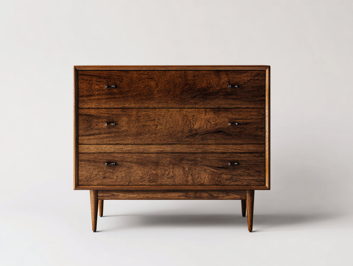 Commode - Bois - 118 x 42 x 88 cm - Noyer foncé - Style rétro moderne