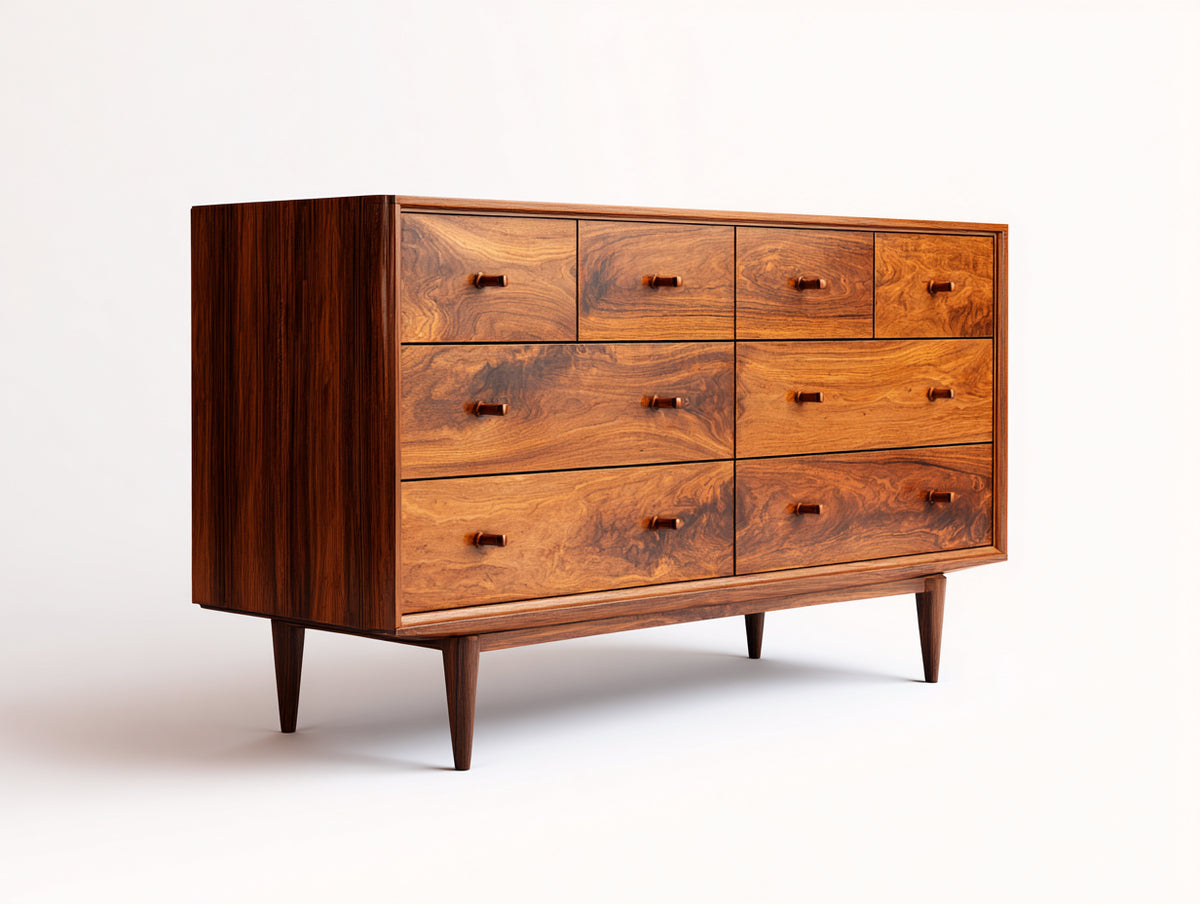 Commode - Bois - 145 x 42 x 85 cm - Noyer - Style rétro moderne