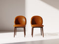 Chaise de salle à manger - Similicuir-bois - 52x56x82 cm - Orange cognac - Moderne rétro